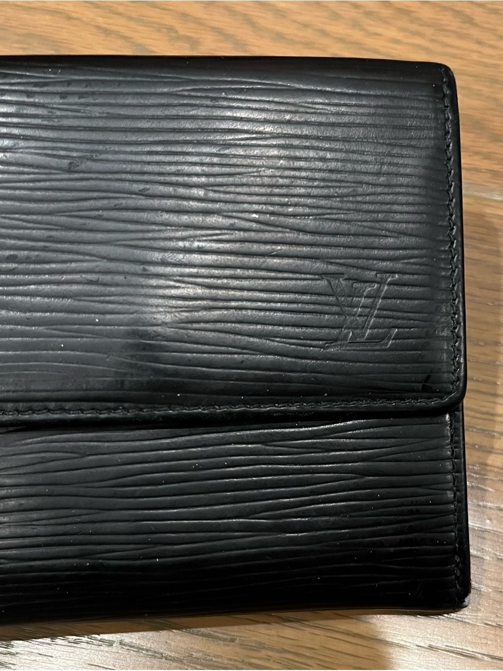Vintage Louis Vuitton Black Epi Leather French Purse Trifold Wallet